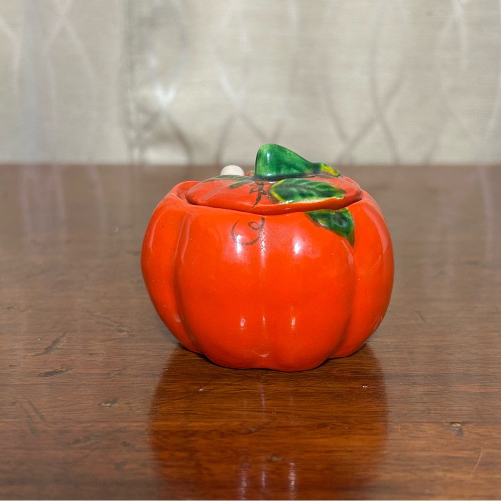 VTG Japan Tomato Mini Condiment Holder With Original Serving Spoon